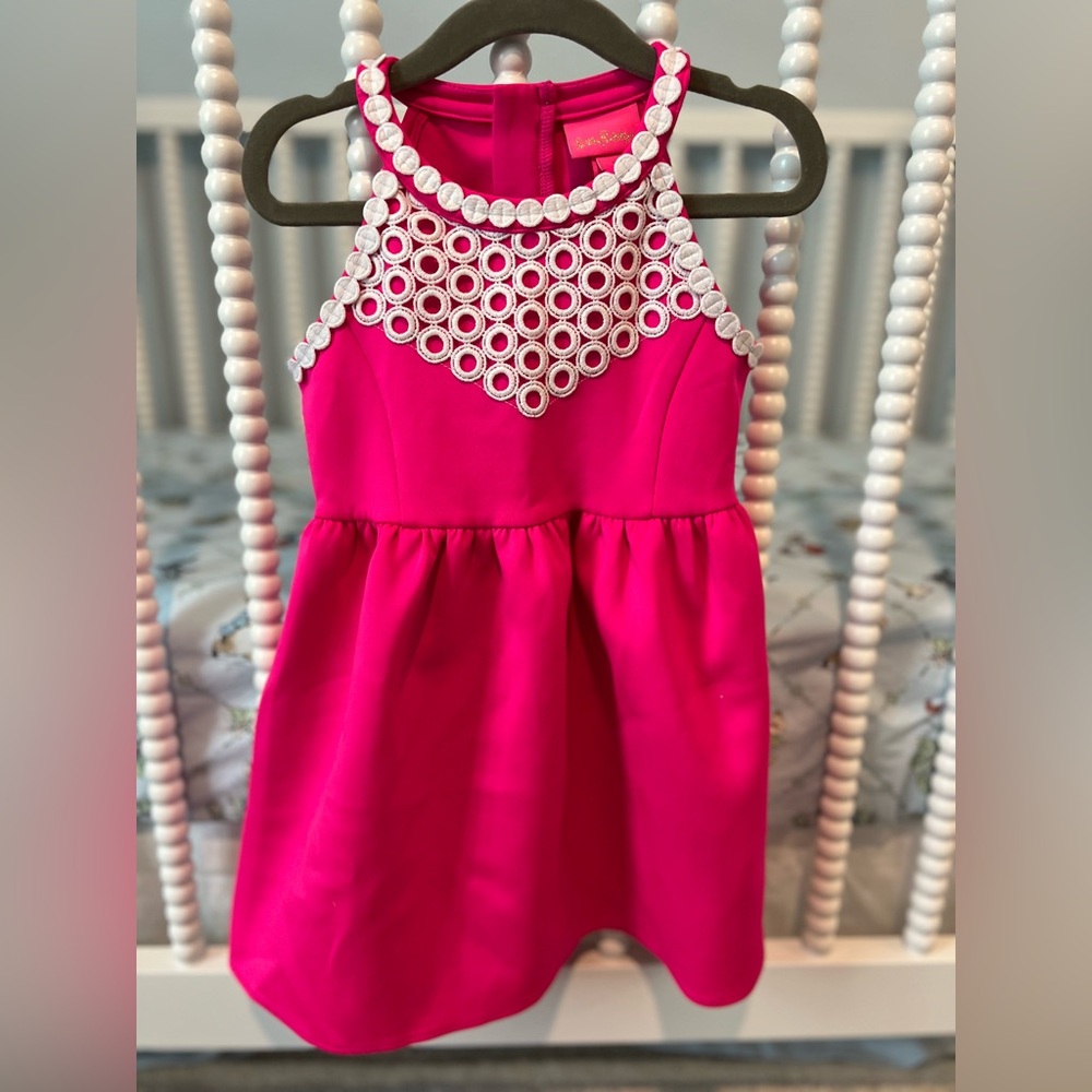 Girls Halter Dress with Decorative White Trim